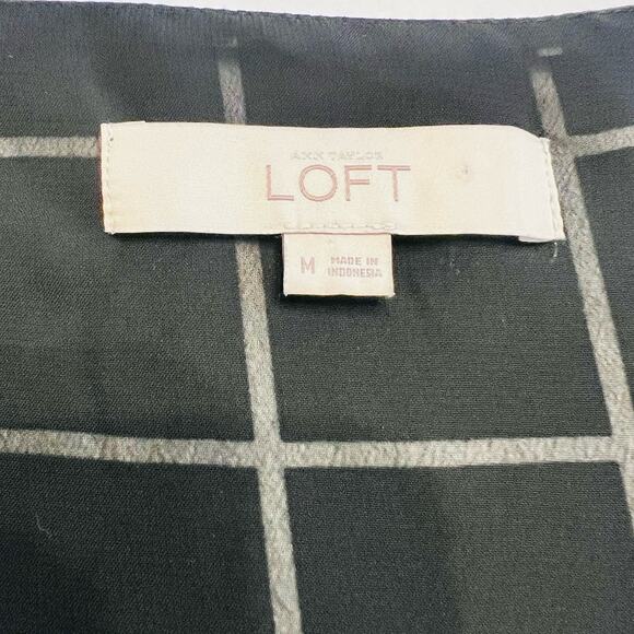 LOFT Women’s Scoop Neck Windowpane Plaid Tank Black White Size Medium - Picture 5 of 6